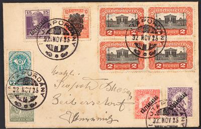 Poststück - Partie "Deutschösterreich"Belege mit interess. Stücken u.a. Burgenland in 1 Steckb., - Briefmarken