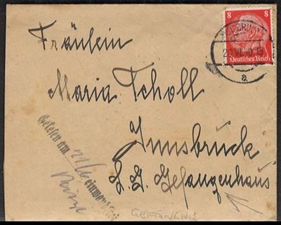 Poststück - Partie Poststücke D.Reich incl. POW Post u.a. Zensurbrief aus dem Gefangenenhaus Innsbruck, - Briefmarken