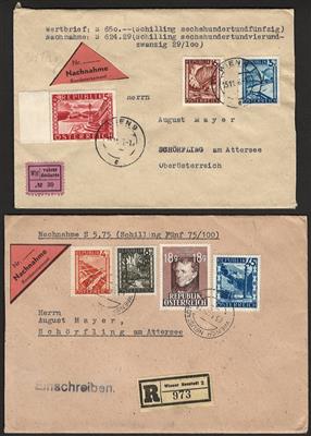 Poststück - Partie Poststücke Österr. u. div. Ausland u.a. D.Reich dabei Wertbrief aus 1956 mit 5S Bunte Lanschaft, - Briefmarken