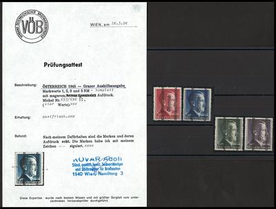 ** - Österr. 1945 - Grazer - Ausg. 1 Pfg. bis 5 RM (Nr. 674/692, - Známky