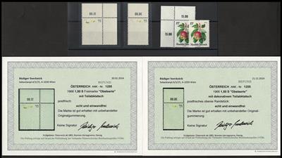 ** - Österr. Nr. 1255 - 2 Stück mit Teilabklatschen (jeweils Befund Soecknick), - Briefmarken