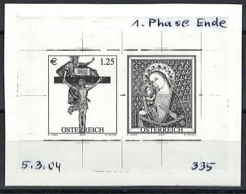 * - Österr. Nr. 2515 + 2514 als Phasendruck vom 5.3.04, - Briefmarken