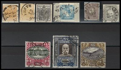 gestempelt/Briefstück - Sammlung Österr. Monarchie u.a. mit 2K/10K aus 1910 gestempelt, - Stamps