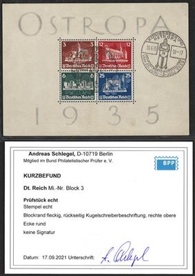 gestempelt - D.Reich Block Nr. 3 (OSTROPA 1935) im Blockrand kl. Mgl., - Briefmarken