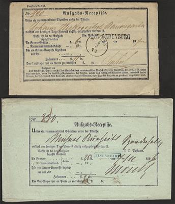 Poststück - Aufgaberecepisse vowiegend aus dem Burgenland 1835/1873, - Stamps