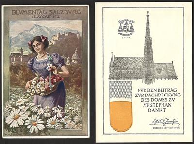 Poststück - Kl. Partie Poststücke Österr. mit div. Ausland u.a. Sonderganzsache zum Blumentag Salzburg 1911, - Francobolli