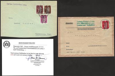 Poststück - Österreich 1945 - Grazer Aushilfsausgabe 12 Pfg. auf Ortsbrief und II. Gewichtsklasse, - Francobolli