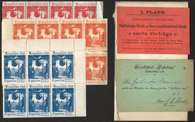 Poststück - Partie Ephemera u.a. mit Ausweisen - Vignetten - Eintrisskarten - Dokumaterial etc., - Známky