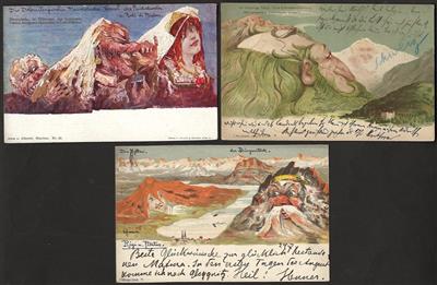 Poststück - Emil Nolde (Hansen) - 6 verschiedene Berg - Darstellungen tls. gelaufen, - Motiv- und Ansichtskarten
