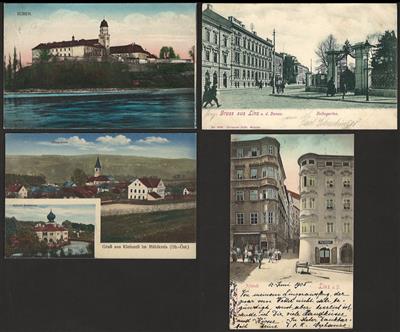 Poststück - Partie AK OÖ u. a. mit Kleinzell - Linz - Gmunden - Bad Hall - Attersee - Suben, - Stamps