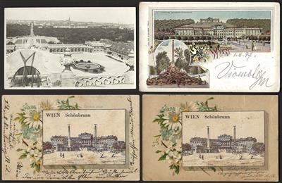 Poststück - Partie alte AK Schloß Schönbrunn mit "Vorraum", - Stamps