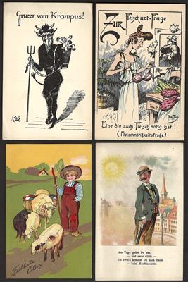 Poststück - Partie Motivkarten u. a. mit 3er Serie "D schwäbsche Eisebahne", - Známky