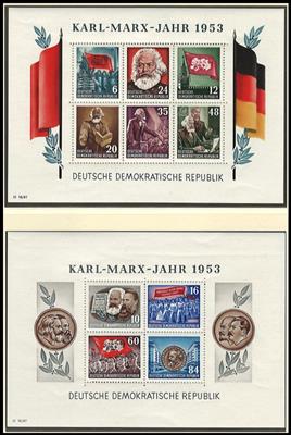 ** - Sammlung DDR 1949/1990 u.a. mit MARX - Blöcken, - Známky