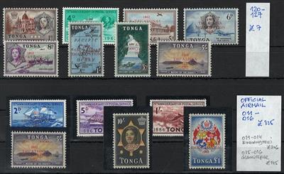 ** - Tonga Offical Airmail SG Nr. 011/016 (Nr. 015/016 etwas fl.) u. Div. Werte, - Briefmarken