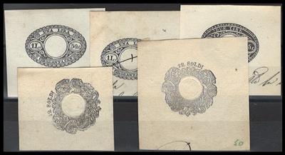 Briefstück - Partie ausgeschnittene Signetten Österr. Monarchie ca. 1840/54 sowie Lombardei bzw. venedig ab ca. 1816, - Stamps