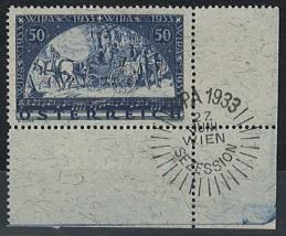 gestempelt - Österr. - WIPA Faser - linkes unteres Eckrandstück mit Sezessions - Sonderstempel vom 27.6., - Stamps