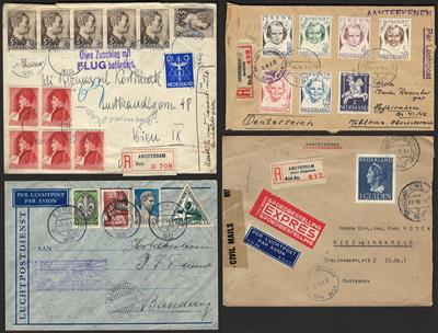 Poststück/Briefstück - Partie Poststücke Niederlande u.a. mit Ganzsachen - Flug - und Zensurpost etc., - Známky