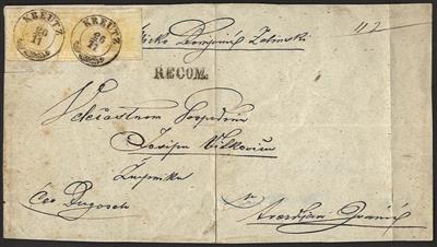 Poststück - Österr. 1850 - kl. Partie Briefe und 1 Briefvorderseite mit 1/5 in stark unterschiedl. Erh., - Známky
