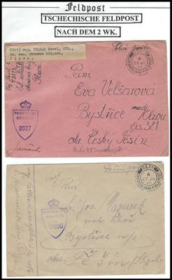 Poststück Tschechosl. 1945 - 2 Stück Feldpost aus Pilsen vom 25. bzw. 27. Juli 1945, - Briefmarken