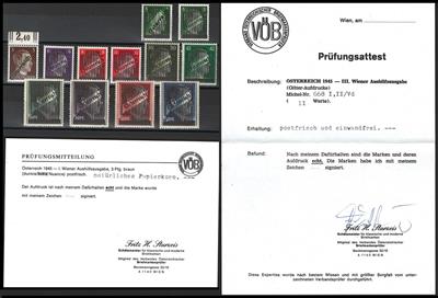 ** - Österr. 1945 - Gitterserie u. 3 Pfg. dkl. mit Gutachten Sturzeis, - Briefmarken und Ansichtskarten