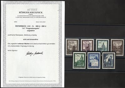 ** - Österr.   ANK. Flug  Nr. 820 U/826 U (Flugpost ausg. 1947) ungezähnt, - Briefmarken und Ansichtskarten