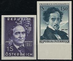 ** - Österr.   ANK. Nr. 1150 U (Nestroy) u. 1151 U (Gauermann) ungezähnte postfr. Prachtstücke, - Stamps and Postcards