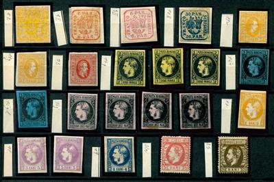 * - Rumänien Ausgabe 1862/72 -22 div. Werte mit div. Farbnuancen, - Stamps and Postcards