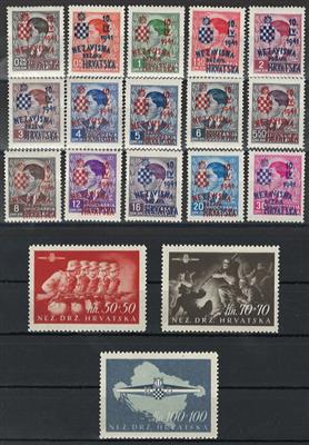 */**/gestempelt/Poststück - Sammlung Krotaien 1941/1945 u.a. Nr. 24/38 und 170/72 je *, - Známky a pohlednice