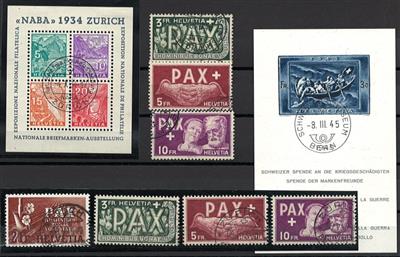 gestempelt/Briefstück/Poststück - Sammlung Schweiz ca. 1850/1948, - Briefmarken und Ansichtskarten