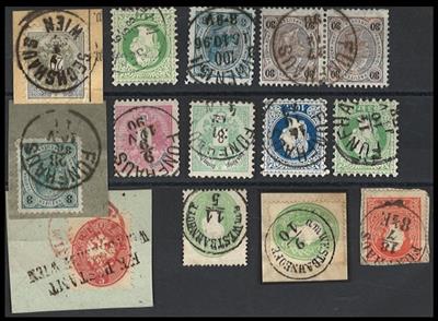 gestempelt/Briefstück - Österreich Ausg. 1858/1890 Partie - Briefmarken und Ansichtskarten