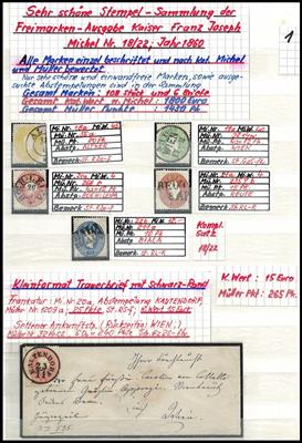 gestempelt/Briefstück - partie Abstempelungen und Entwertungen Österr. ab Ausg. 1850, - Briefmarken und Ansichtskarten