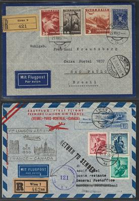 Poststück - kl. Sammlung Österr. Luftpostumschläge u. Aerogramme 1936 - 1999, - Známky a pohlednice