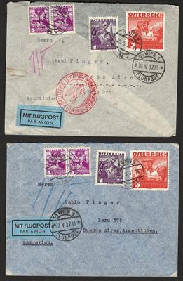 Poststück - Österr. I. Rep. - Kl. Partie Flugpostbriefe meist nach Buenos Aires, - Stamps and Postcards