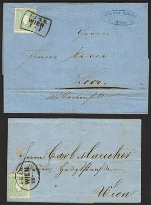 Poststück - Österr. Nr. 12 auf 2 Ortsbriefen - Francobolli e Cartoline