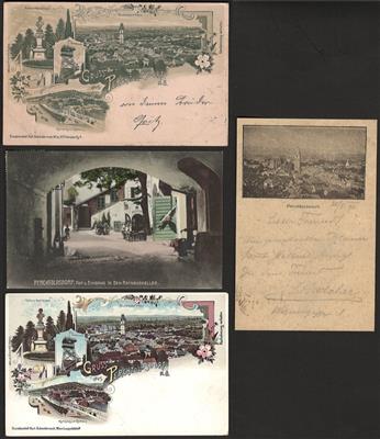 Poststück - Partie AK Perchtoldsdorf u.a. mit dreiteiliger Panoramakarte, - Briefmarken und Ansichtskarten