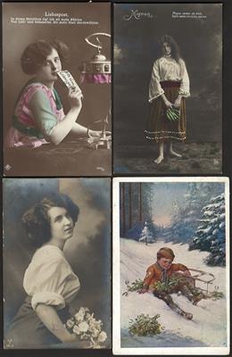 Poststück - Partie alte Romantikkarten, - Známky a pohlednice
