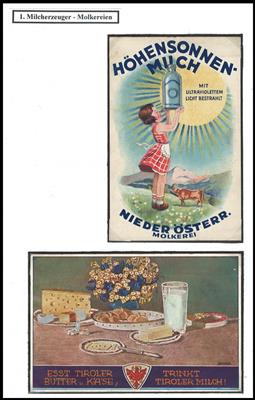 Poststück/Briefstück - Ausstellungssammlung "Milch und Milchprodukte", - Briefmarken und Ansichtskarten