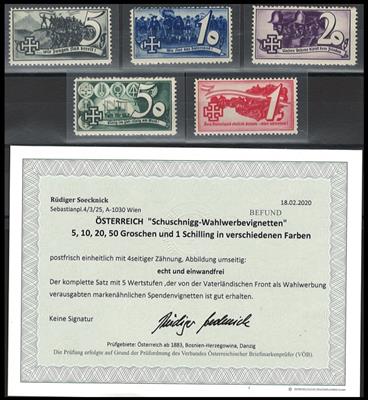 ** - Österr. 1938 - Schuschnigg - Wahlwerbevignetten, - Stamps and postcards