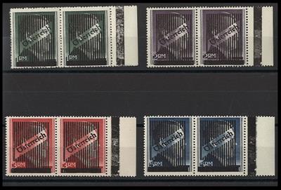 ** - Österr. 1945 - Gitter Markwerte im waagrechten Paar vom rechten Bogenrand, - Briefmarken und Ansichtskarten