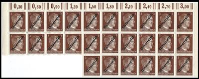 ** - Österr. 1945 Nr. (8) in Einheit zu 26 Stück incl. der PLATTENFEHLER auf Feld 2,3,7 und 10, - Stamps and postcards