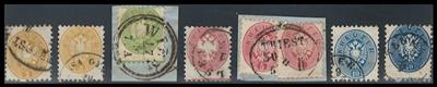 gestempelt/Briefstück - Österr. Monarchie - Kl. Partie Ausg. 1863/64 mit Druckverschiebungen bzw. Randleisten, - Stamps and postcards