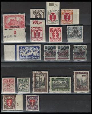 gestempelt/*/**/Briefstück - Sammlung Danzig mit etwas Abarten, - Briefmarken und Ansichtskarten