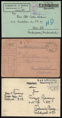 Poststück/Briefstück - Österr. Feldpost WK I - Spezialpartie Luftfahrttruppe u.a. mit Flieger - Kompanie Nr. 9, - Známky a pohlednice