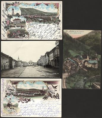 Poststück - partie AK NÖ u.a. Hürm - Zöbing - Gmünd - Ardagger - St. Anton - Ybbs - Zelking - Schloß Ochsenburg, - Stamps and postcards