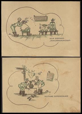 Poststück - Sehr reichh. Dokumentation D. Feldpost II. WK mit Spott- und Propagandakarten, - Stamps and postcards