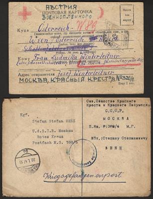 Poststück - Sowjetische Kriegsgefangenenkarten 1941/ 1949 - vorwiegend Wien-Bezug, - Známky a pohlednice