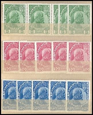**/* - Kl. Partie Liechtenstein Ausg. 1912/20, - Briefmarken und Ansichtskarten
