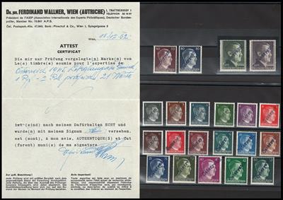 ** - Österr. 1945 - Lokalausgabe GMÜND Nr. 17/37 (1 Pfg./2 RM einheitlich in Aufdrucktype IIA), - Briefmarken und Ansichtskarten