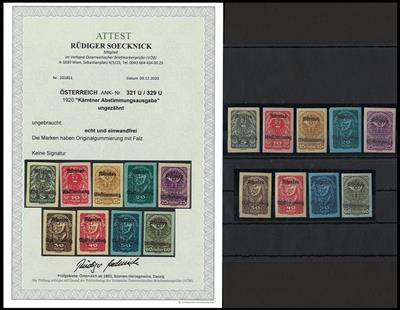 * - Österr. Nr. 321U/29U (Kärntner Abstimmung 1920 UNGEZÄHNT), - Briefmarken und Ansichtskarten