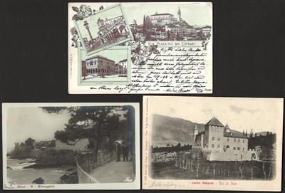 Poststück - Partie AK Italien mit - Briefmarken und Ansichtskarten